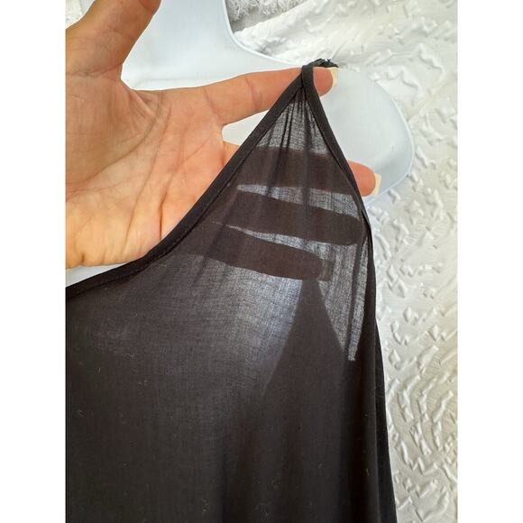 James Perse Womens Black Size 2 Sheer Deep V Spaghetti Strap Cami Slip Dress - Picture 7 of 10